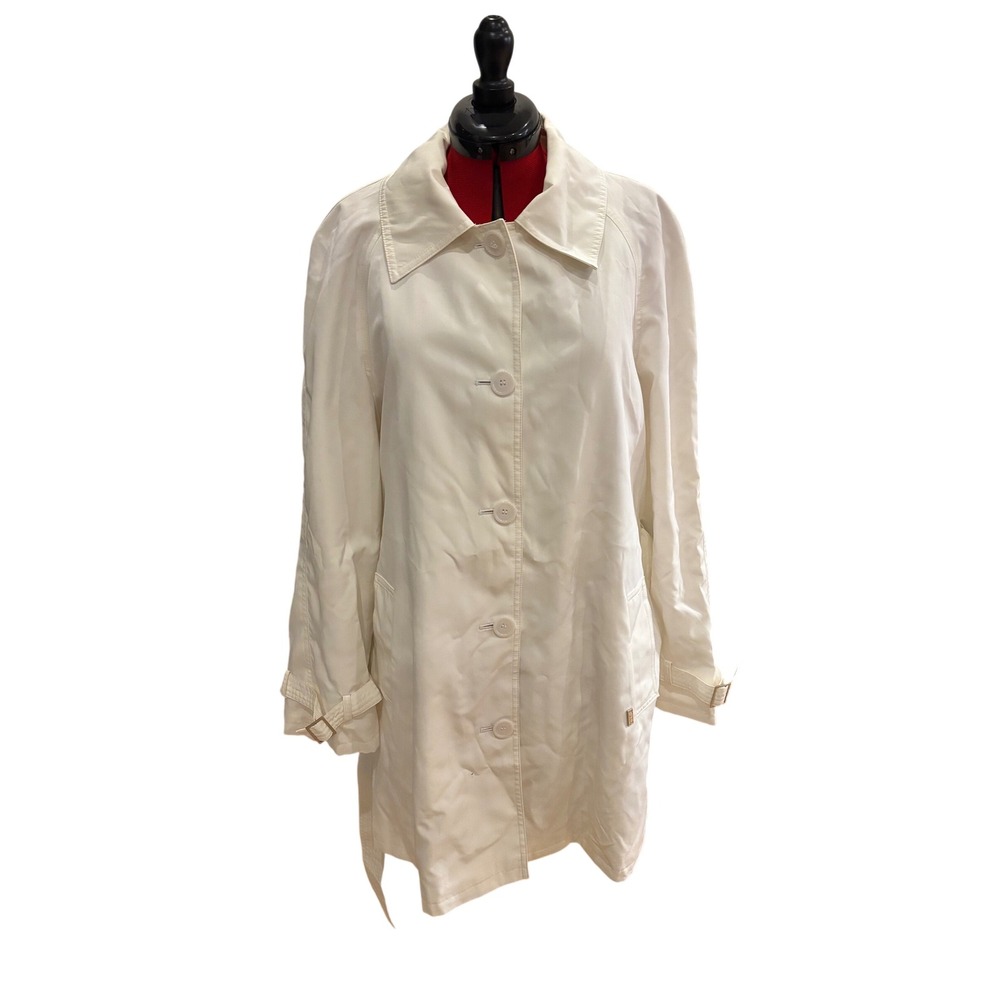 VTG Studio By Liz Claiborne sz large Trench Coat Ivory Y2K office preppy classic